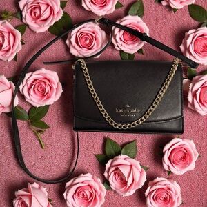 Kate Spade Black Crossbody with Gold Chain
